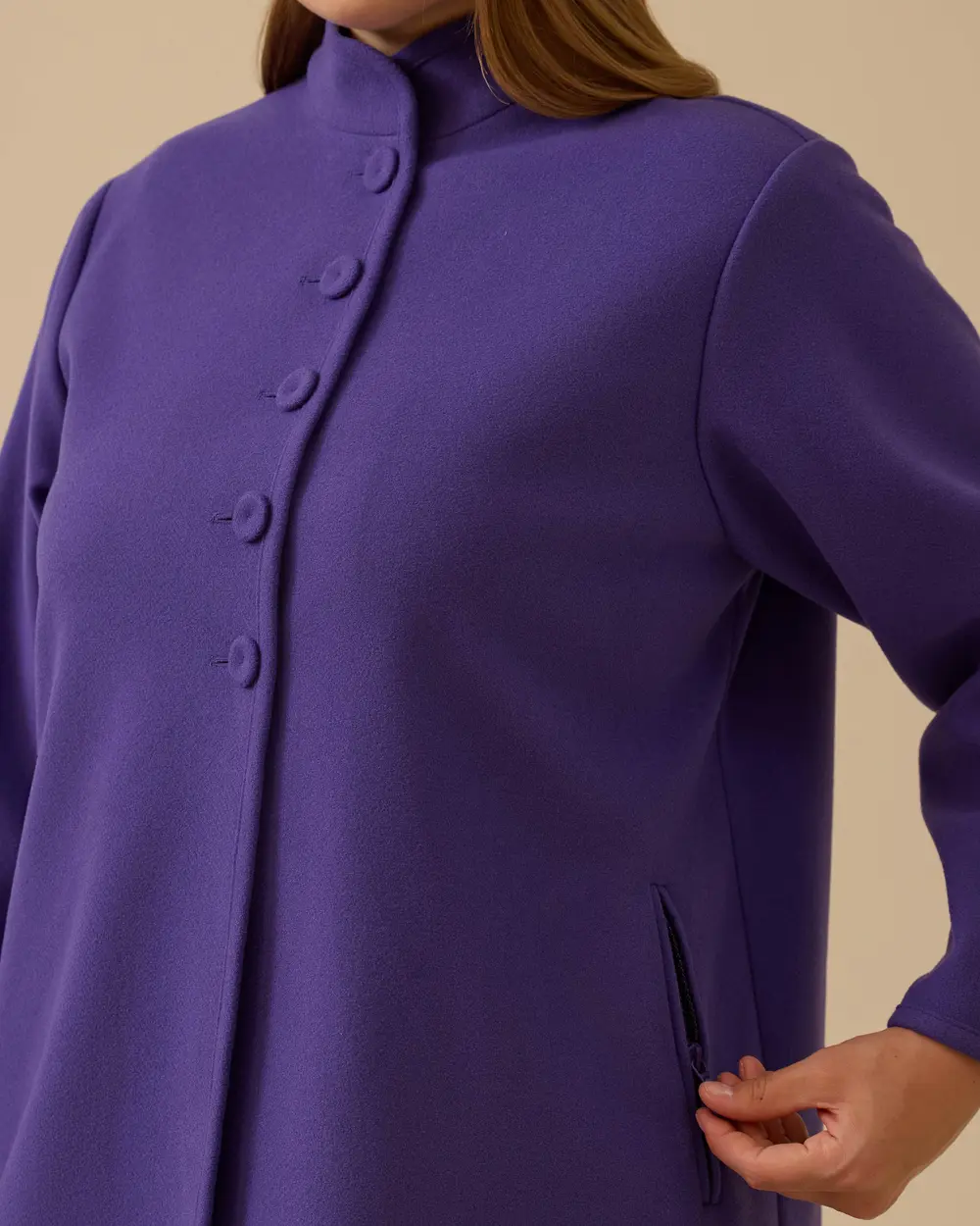 Büyük Beden Hakim Yaka Düğmeli Kaban