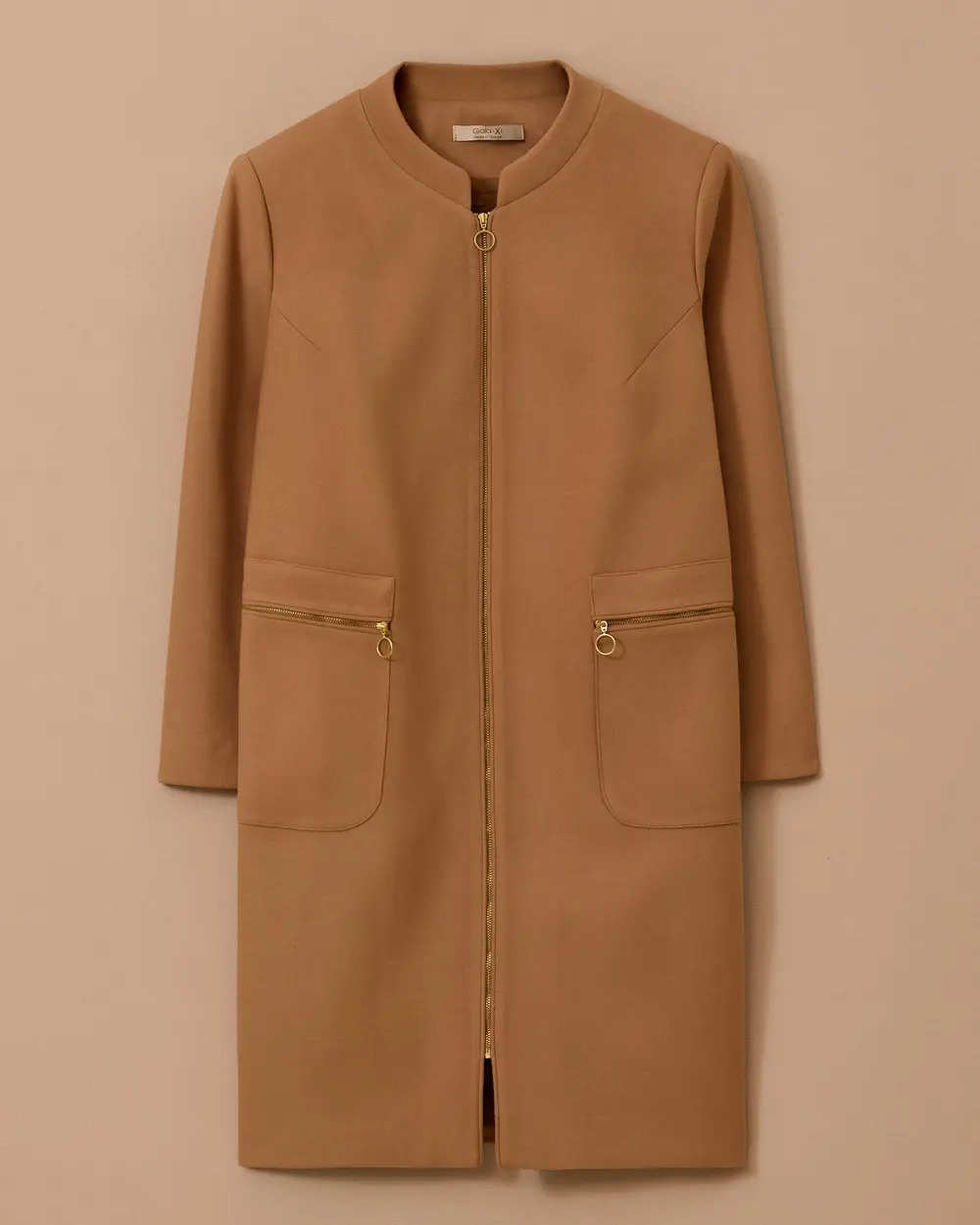 Plus Size Zippered Cashmere Coat