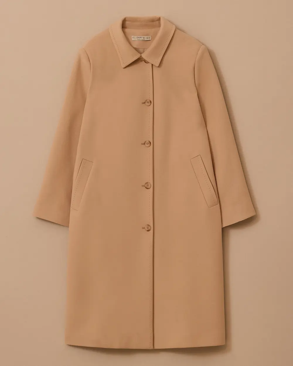 Plus Size Buttoned Long Cashmere Coat