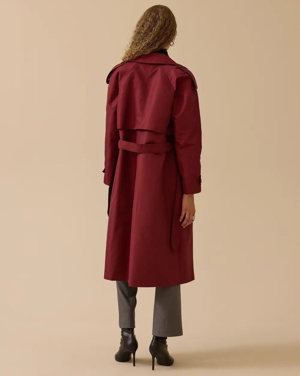 Kruvaze Kuşaklı Cepli Trençkot