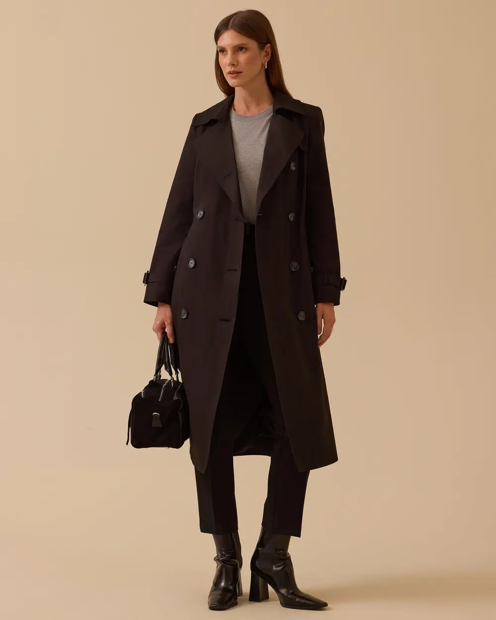 Kemerli Uzun Klasik Trençkot