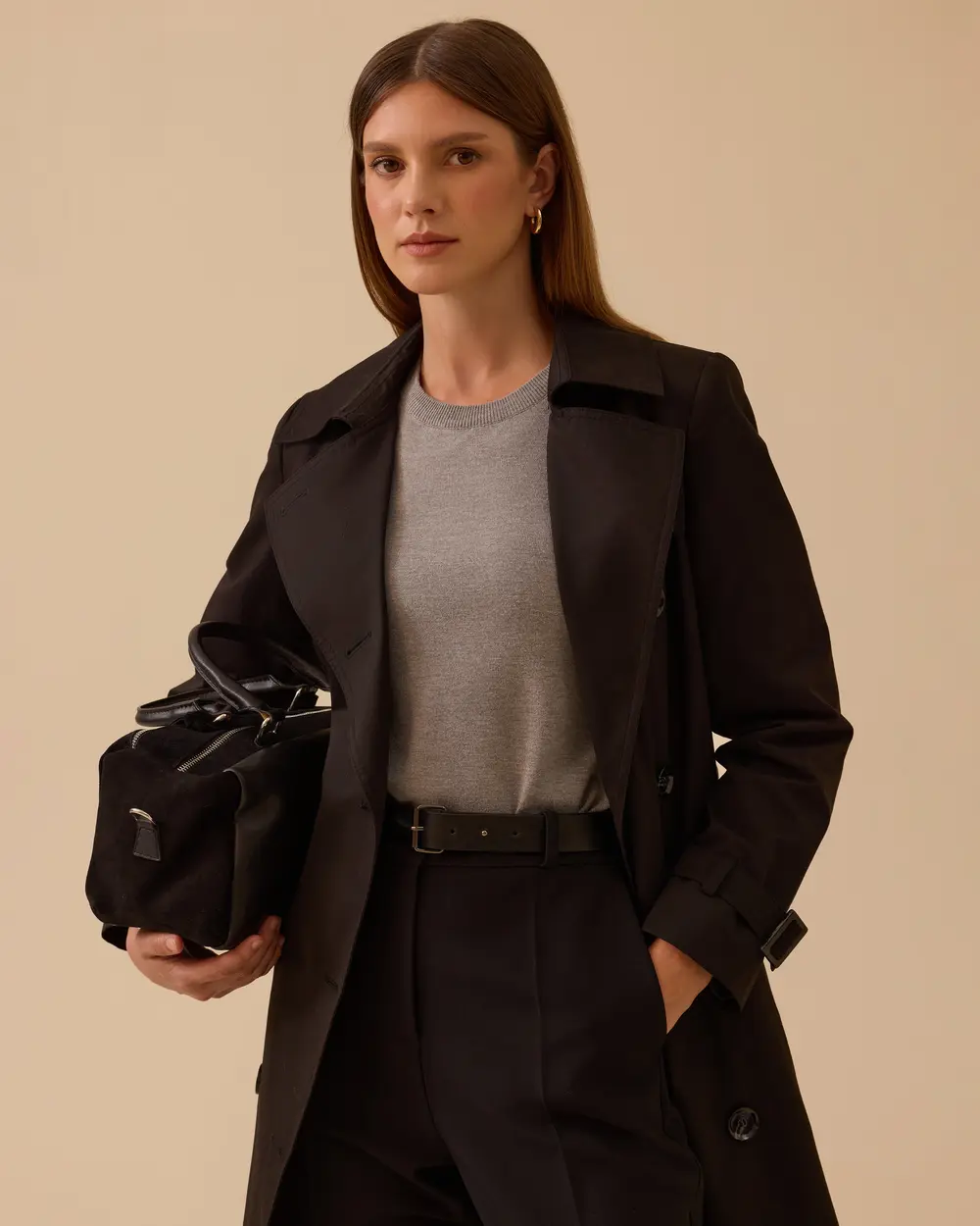 Kemerli Uzun Klasik Trençkot