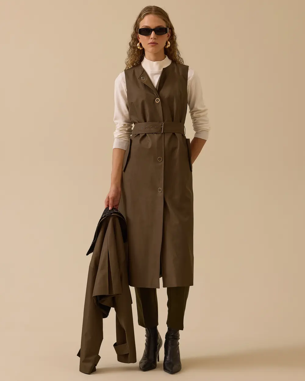 Çift Kullanımlı Leopar Detaylı  Trençkot