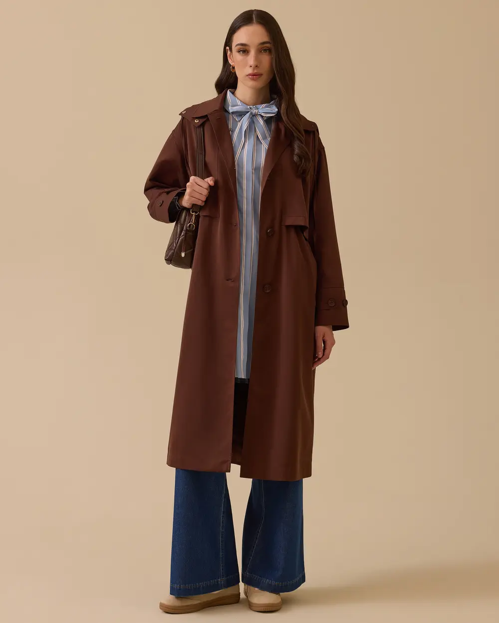 Su İtici Uzun Trençkot