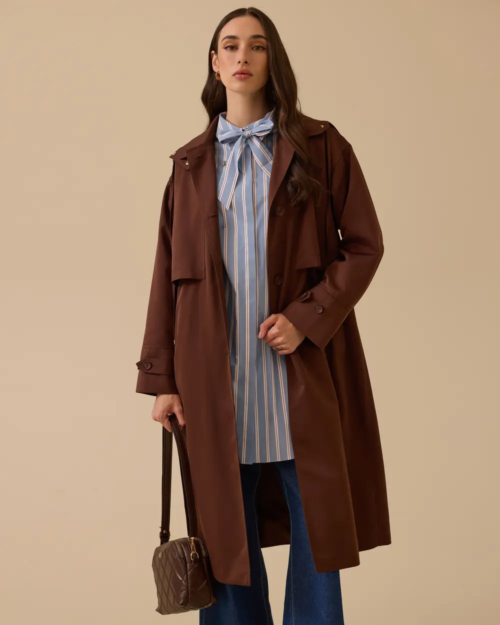 Su İtici Uzun Trençkot