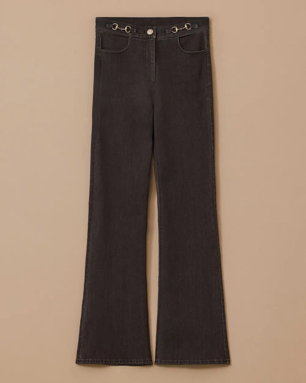 Zincir Detaylı Düz Paça Jean Pantolon