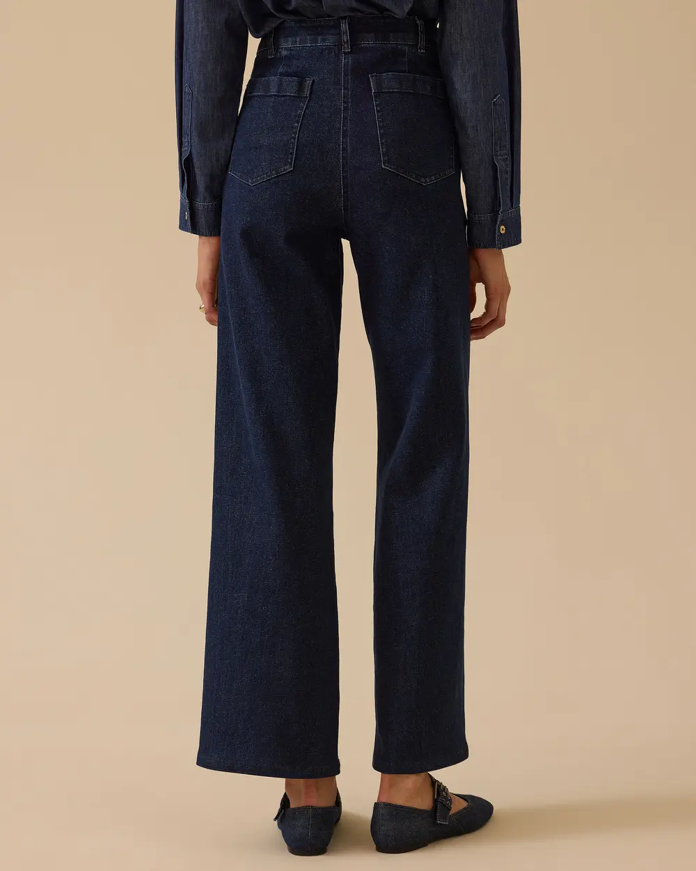 Yüksek Bel Geniş Paça Jean Pantolon