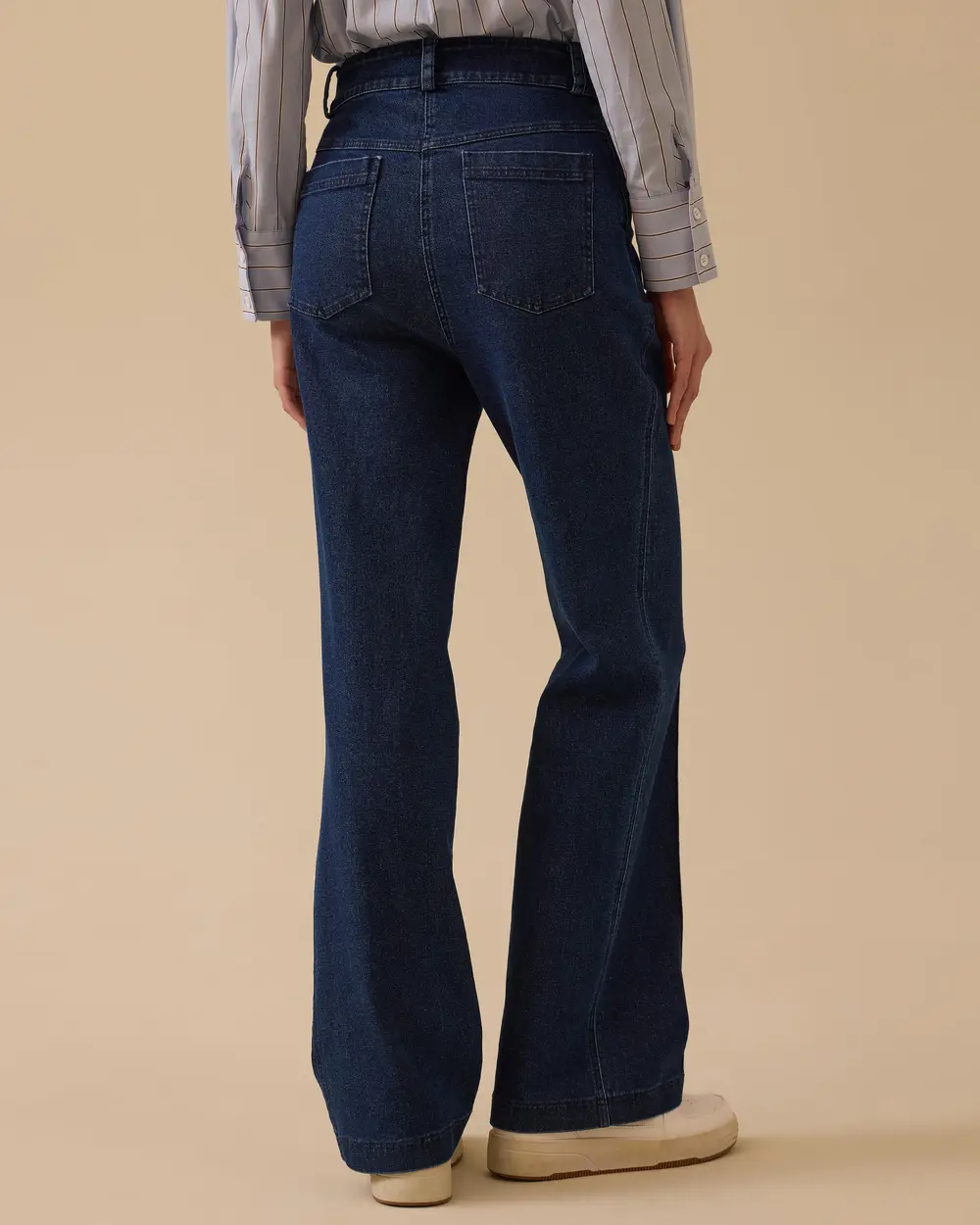 Şerit Detaylı Cepli Bol Paça Jean Pantolon