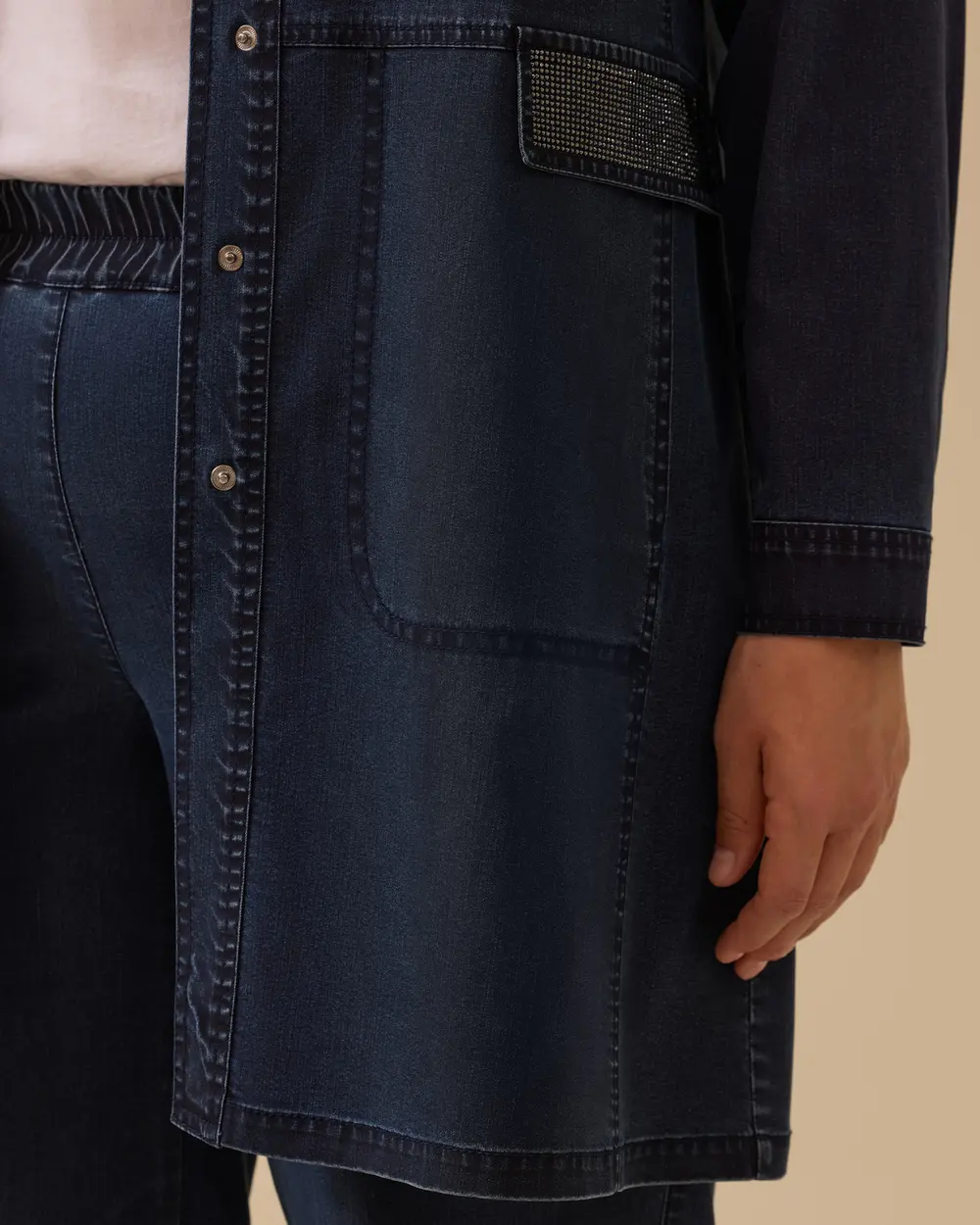 Plus Size Stone Detailed Jean Cap