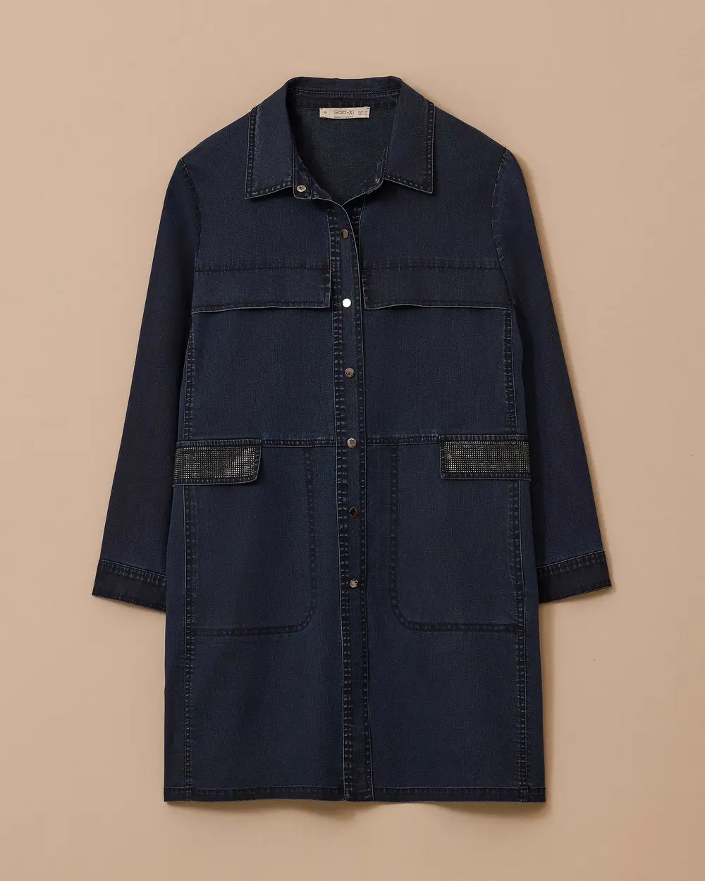 Büyük Beden Taş Detaylı Jean Kap