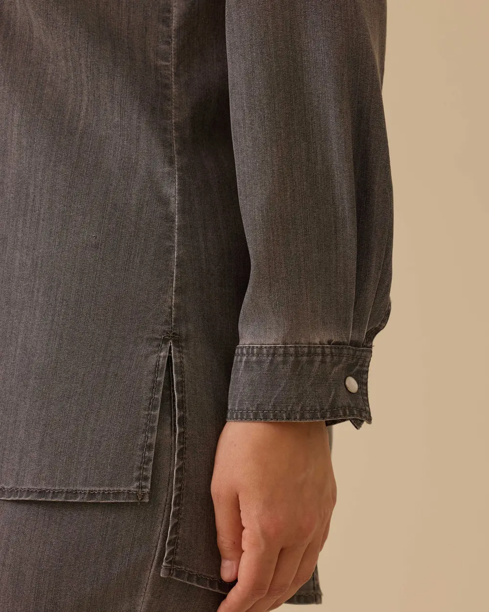 Büyük Beden Çıtçıt Düğmeli Jean Gömlek