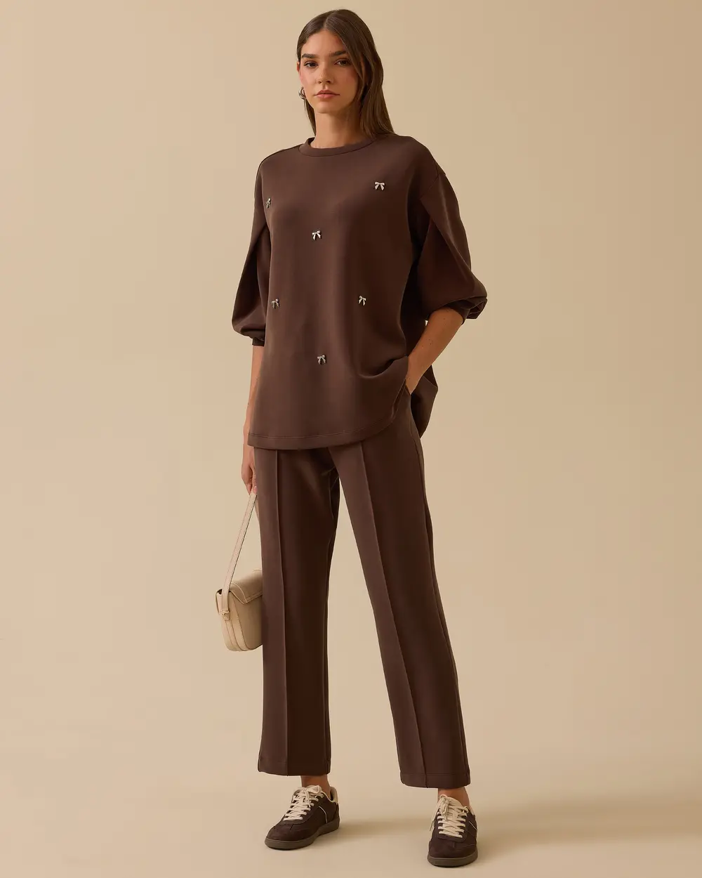 Aksesuar Detaylı Bol Kol Sweatshirt