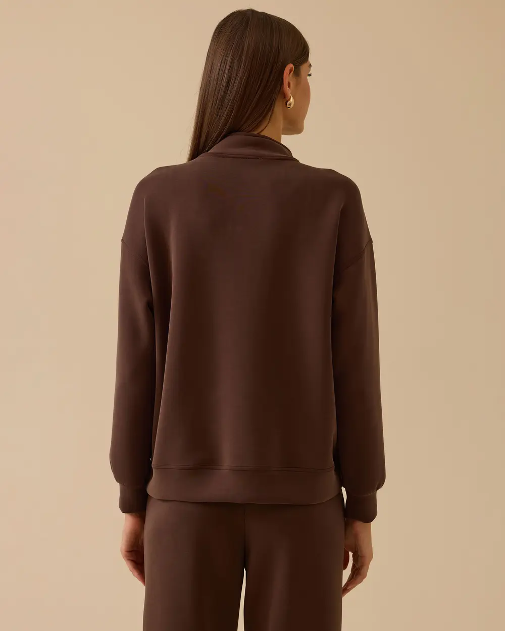 Boncuk Detaylı Fermuarlı Sweatshirt