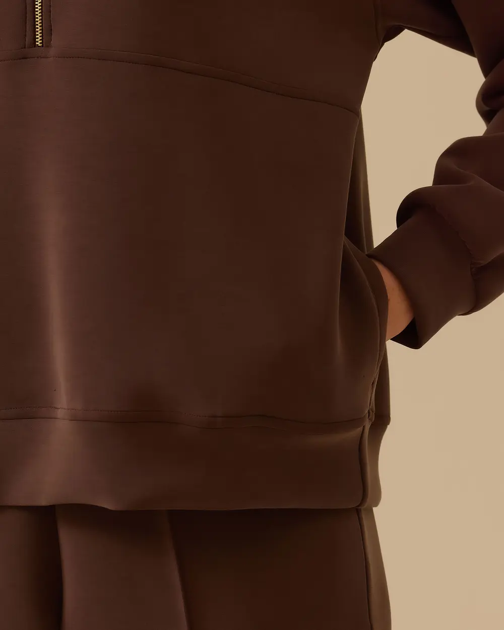 Boncuk Detaylı Fermuarlı Sweatshirt