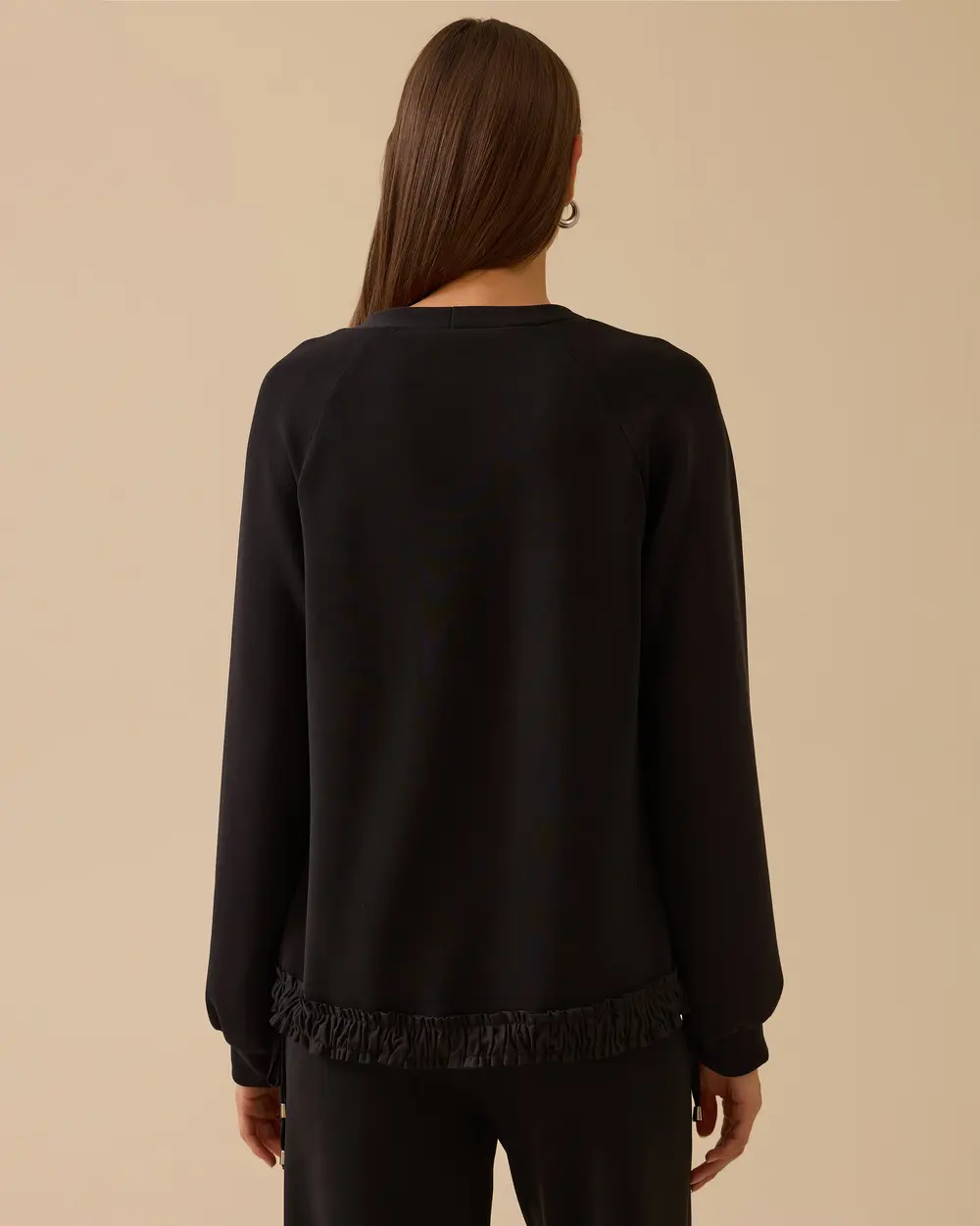 Omuz Taşlı Fırfır Bağcıklı Sweatshirt