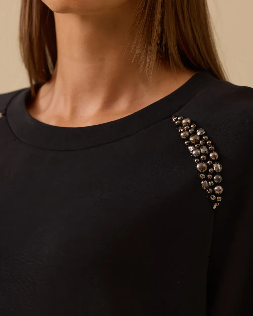 Omuz Taşlı Fırfır Bağcıklı Sweatshirt