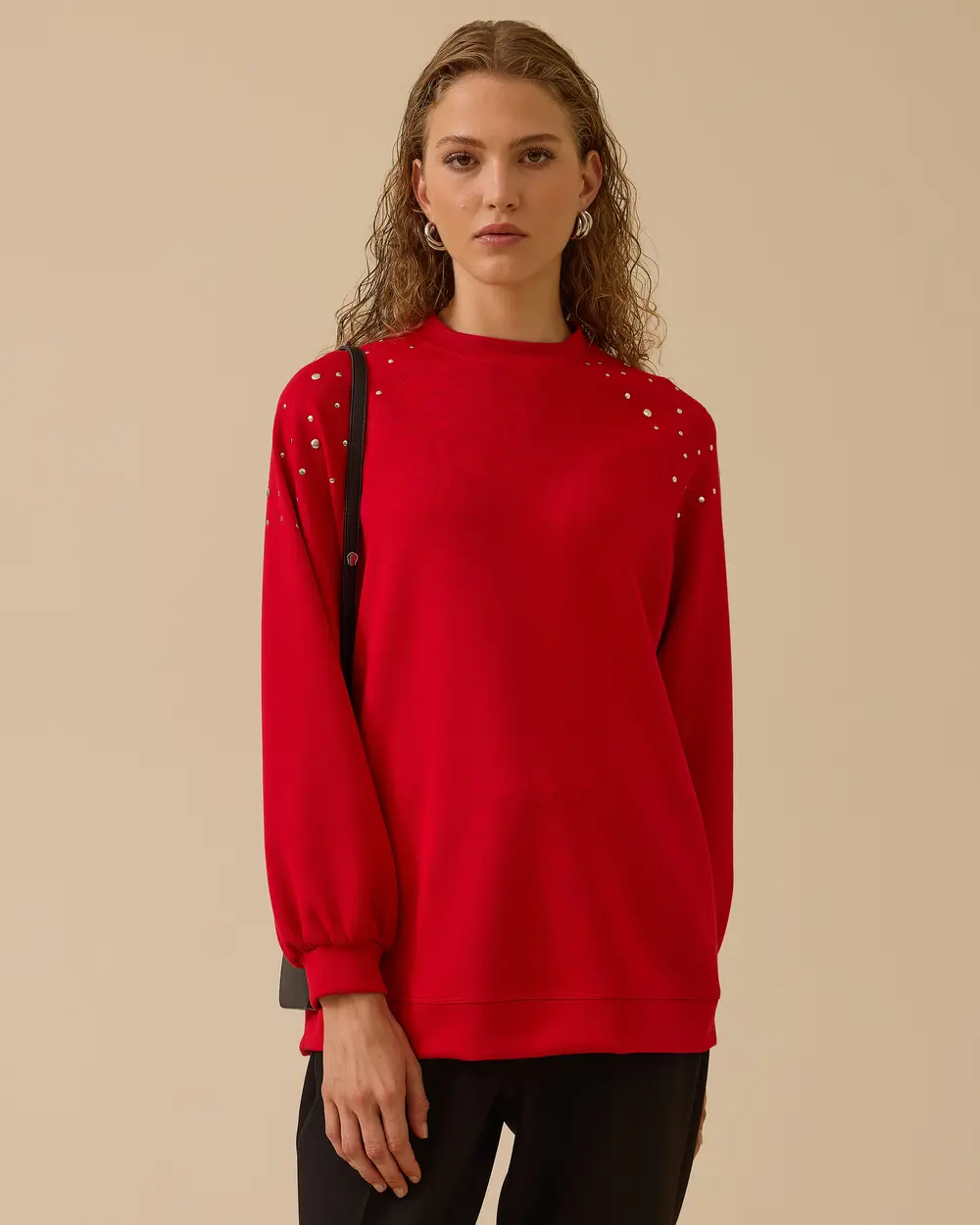 Omuz Detaylı Oversize Sweatshirt