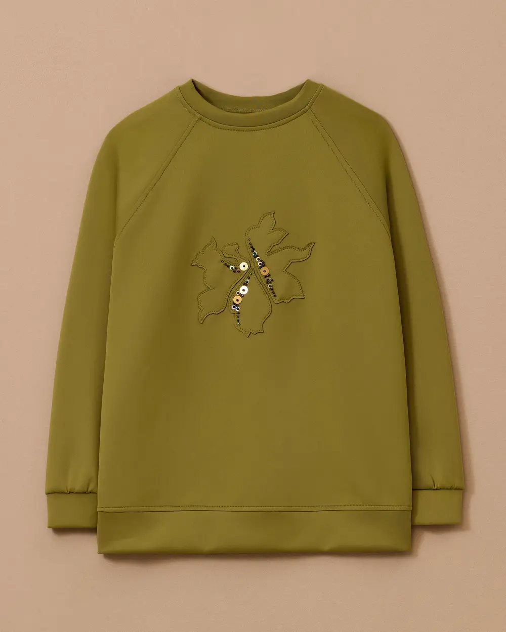 Nakışlı Pul Detaylı Sweatshirt