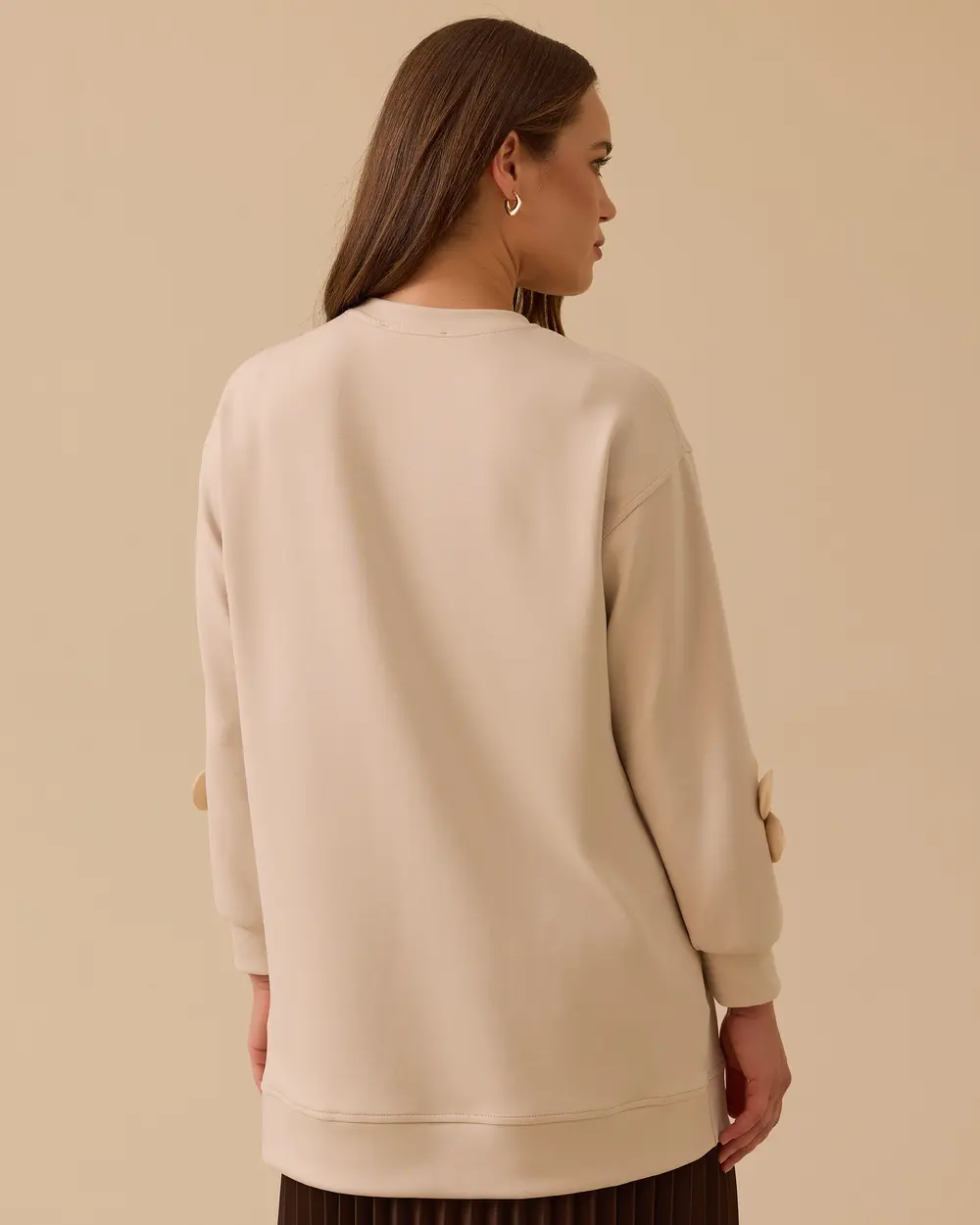 Çiçek Detaylı Cepli Sweatshirt