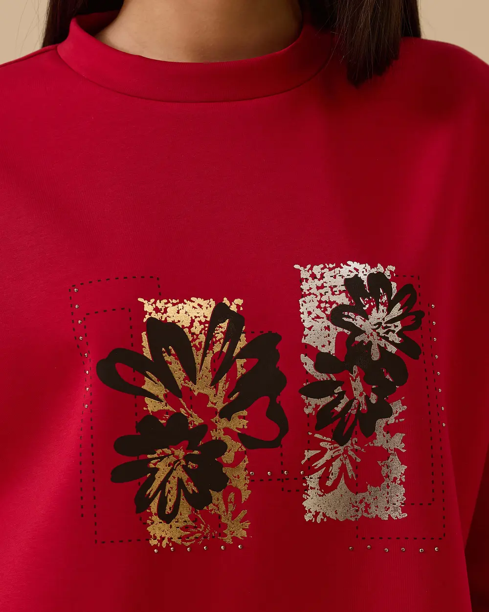 Çiçek Baskılı Sweatshirt