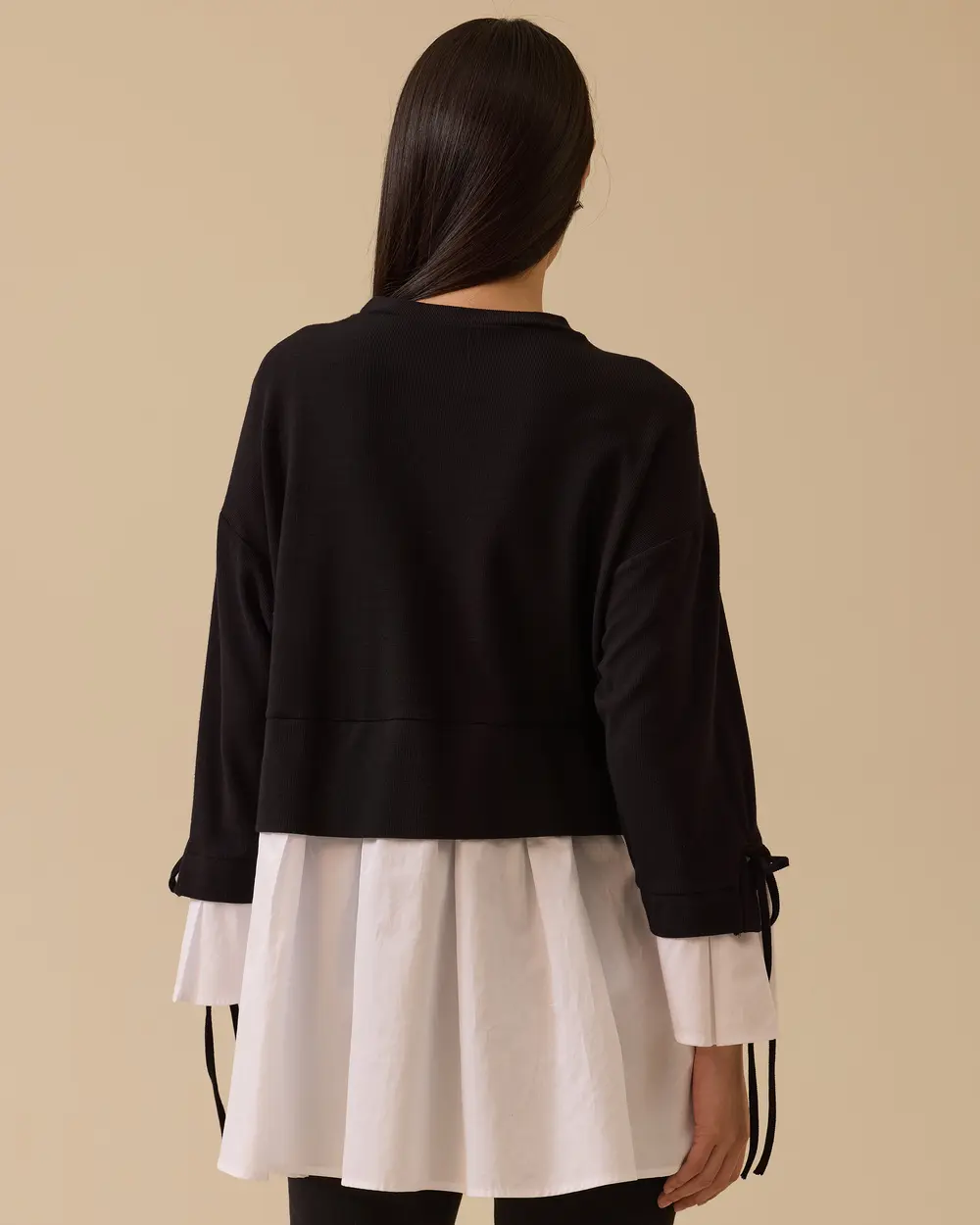 Gömlek Detaylı Bağcıklı Sweatshirt