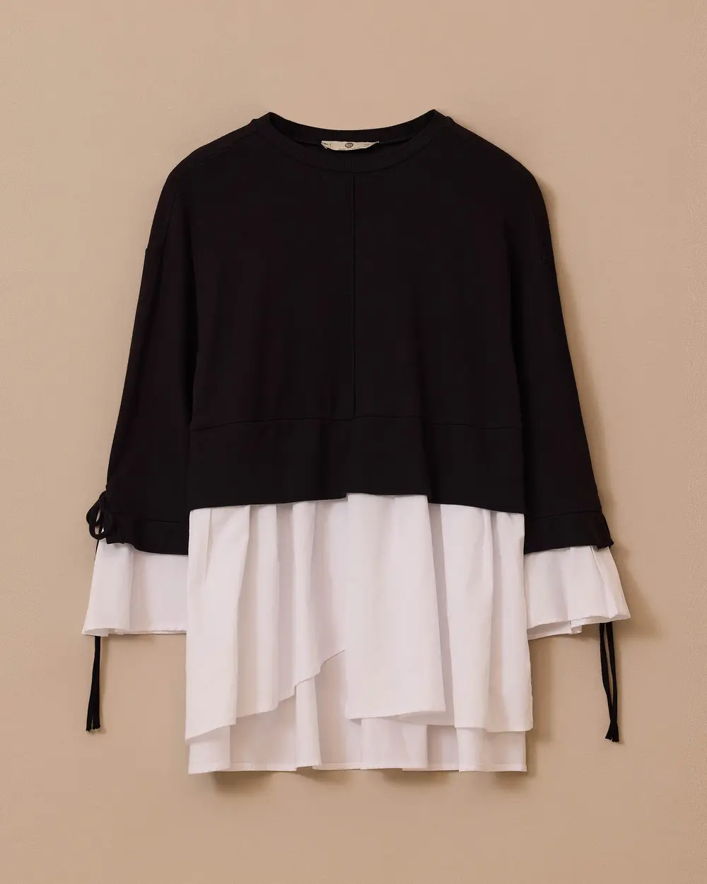 Shirt Detailed Lace-up Sweatshirt