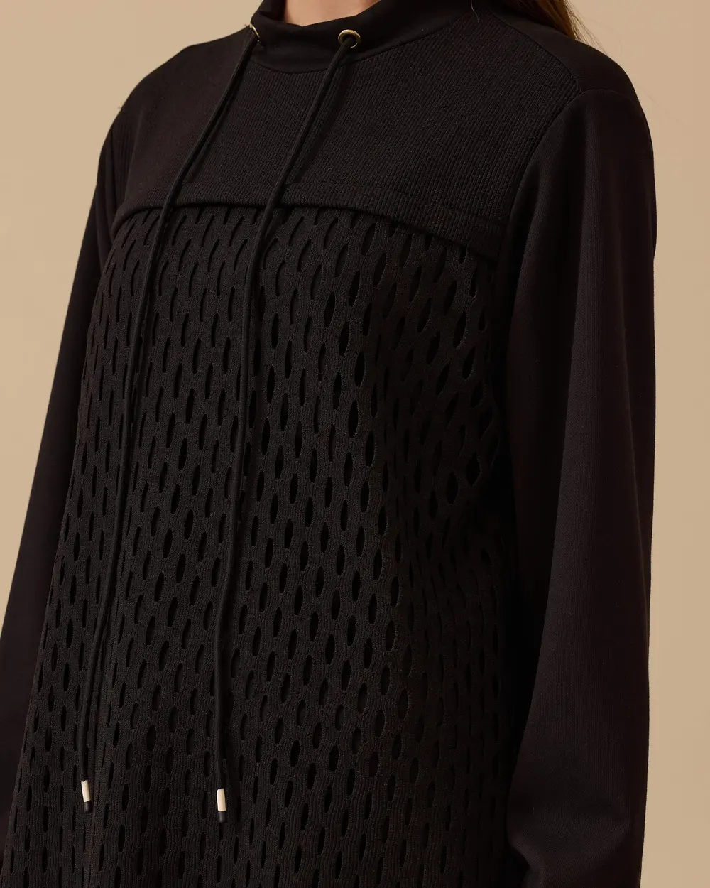 File Detaylı Bağcıklı Sweatshirt