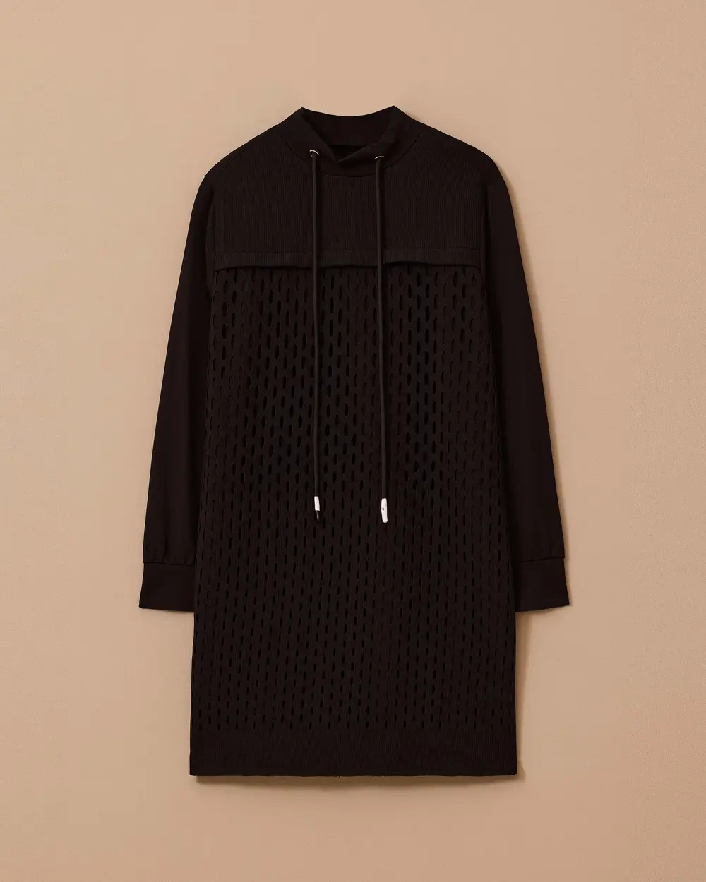 Lace-up Sweatshirt with Mesh Detail