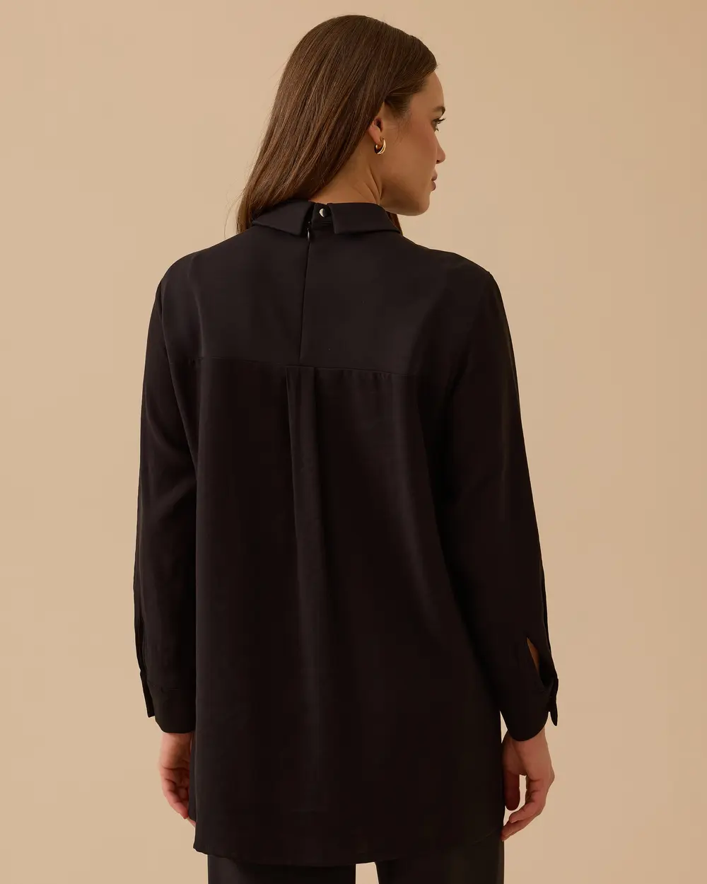 Gömlek Yaka Şerit Detaylı Sweatshirt