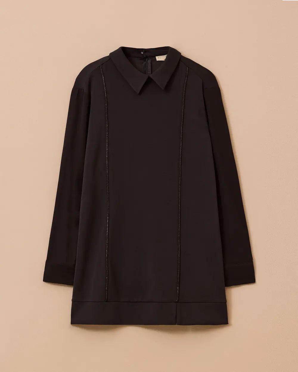 Gömlek Yaka Şerit Detaylı Sweatshirt