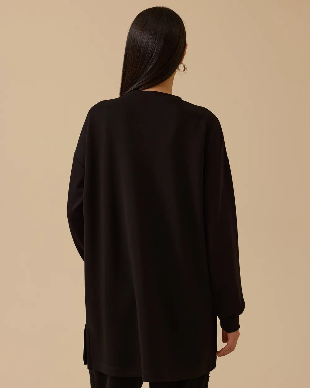 Sim Detaylı Uzun Sweatshirt
