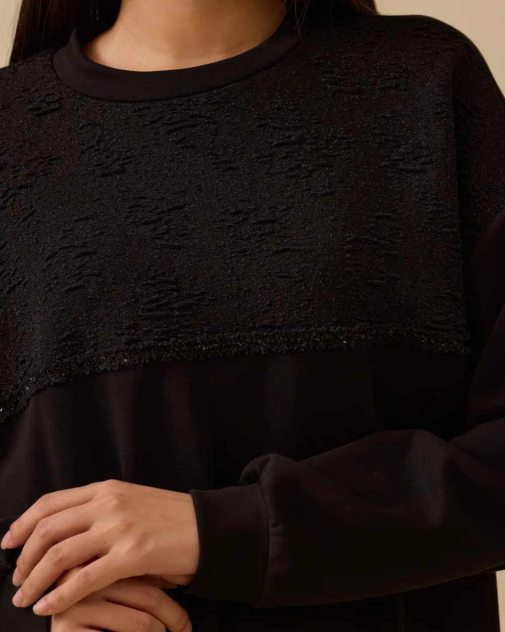Sim Detaylı Uzun Sweatshirt
