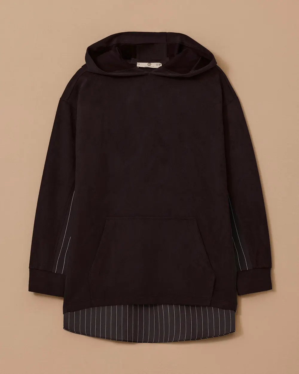 Striped Suede Sweatshirt with Back Detail