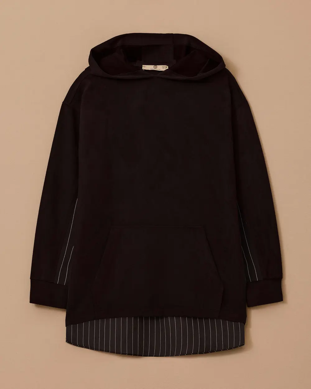 Çizgi Detaylı Süet Sweatshirt