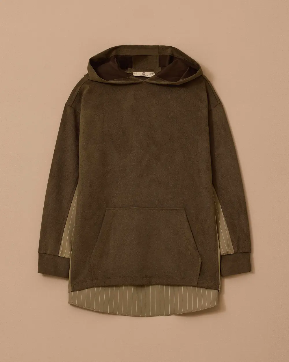 Striped Suede Sweatshirt with Back Detail