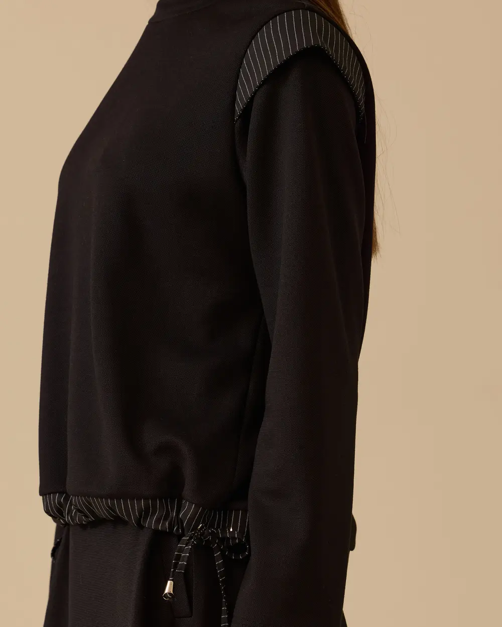 Lace-up Sweatshirt with Line Detail