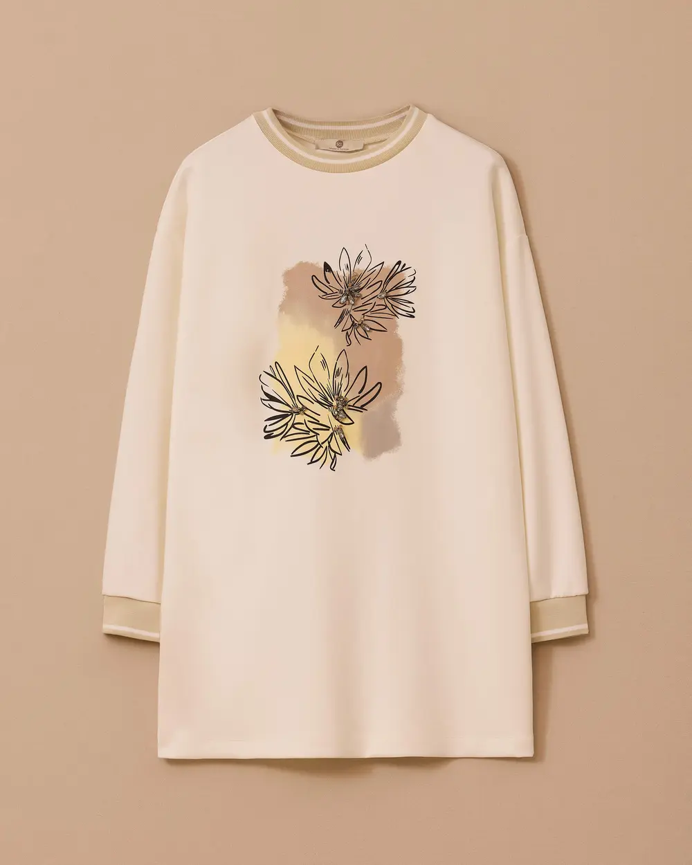 Baskılı Taş Detaylı Sweatshirt