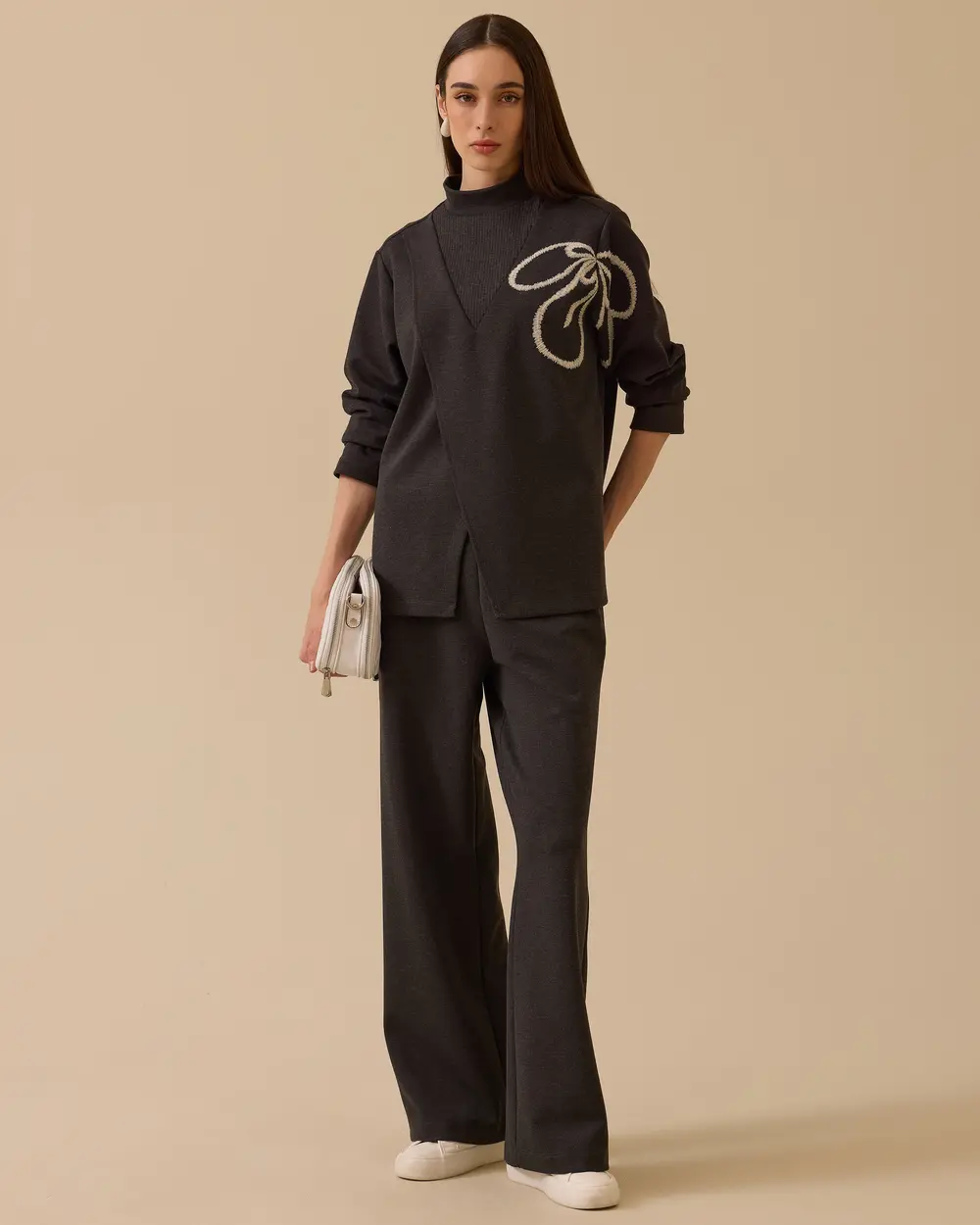 Nakışlı Örme Sweatshirt