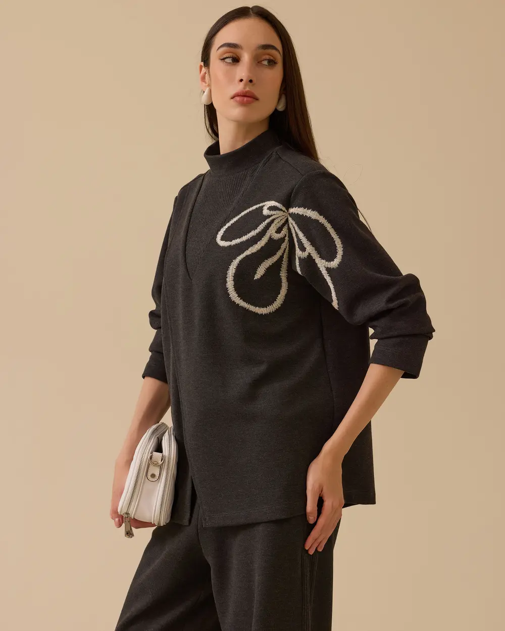 Nakışlı Örme Sweatshirt