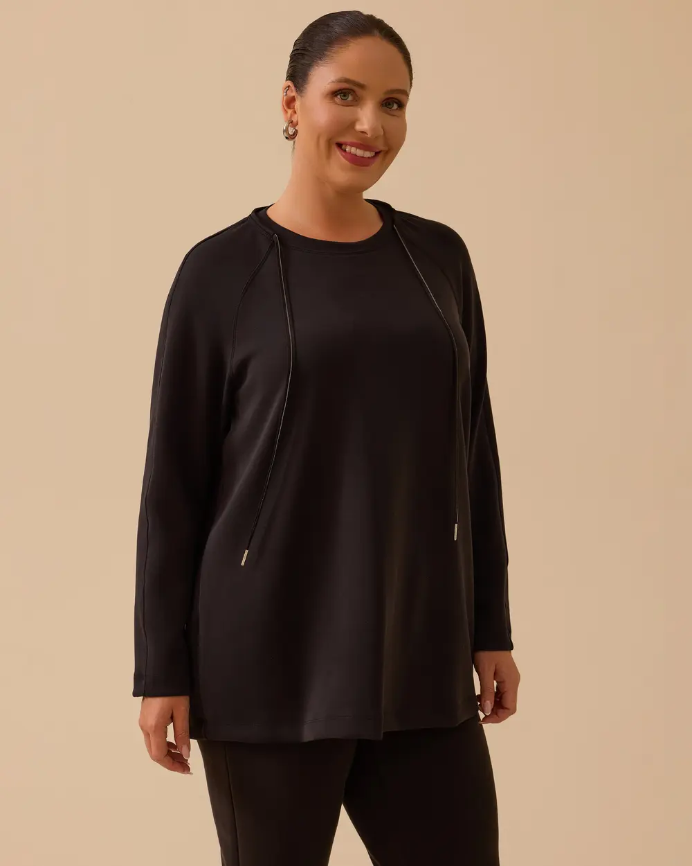 Büyük Beden Bağcıklı Basic Sweatshirt