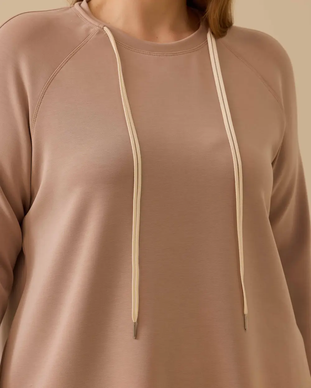 Büyük Beden Bağcıklı Basic Sweatshirt