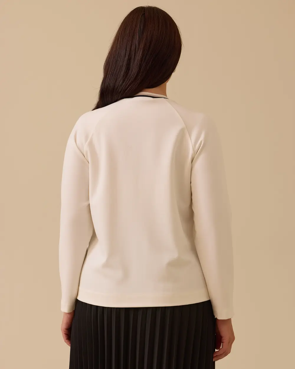 Büyük Beden Desenli File Detaylı Sweatshirt