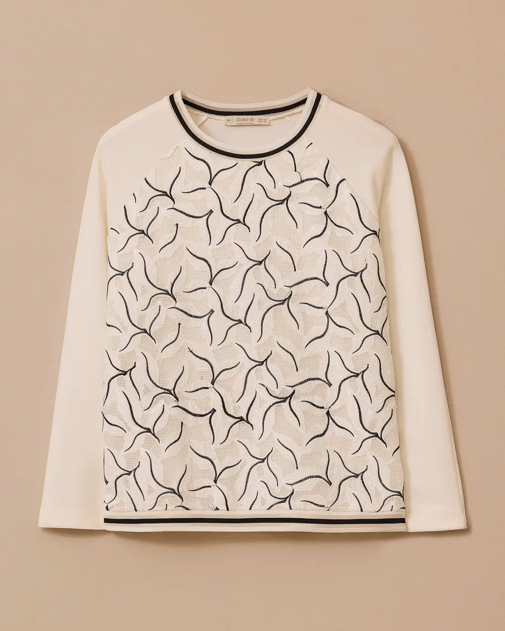 Büyük Beden Desenli File Detaylı Sweatshirt