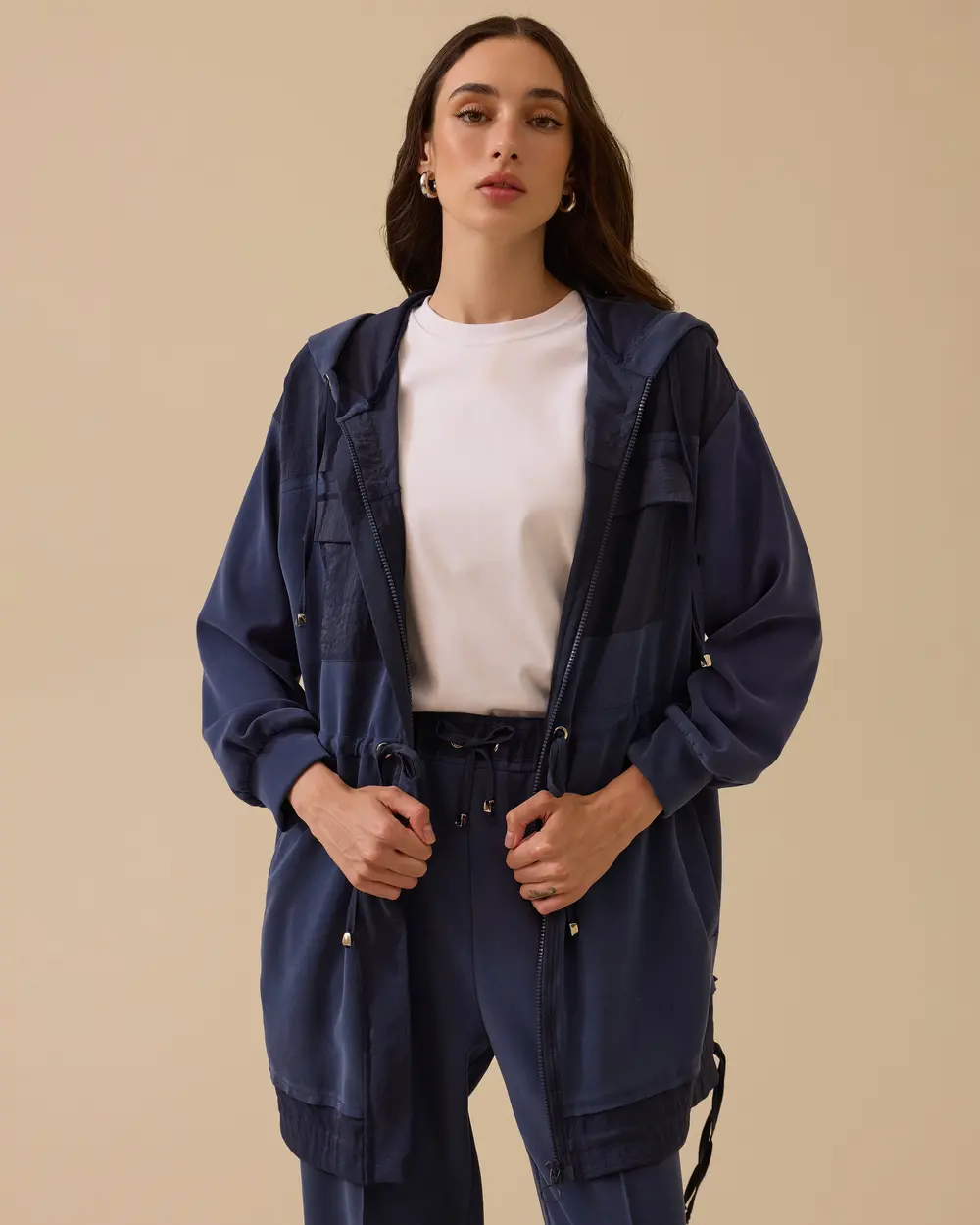 Çift Kumaşlı Kapüşonlu Kap