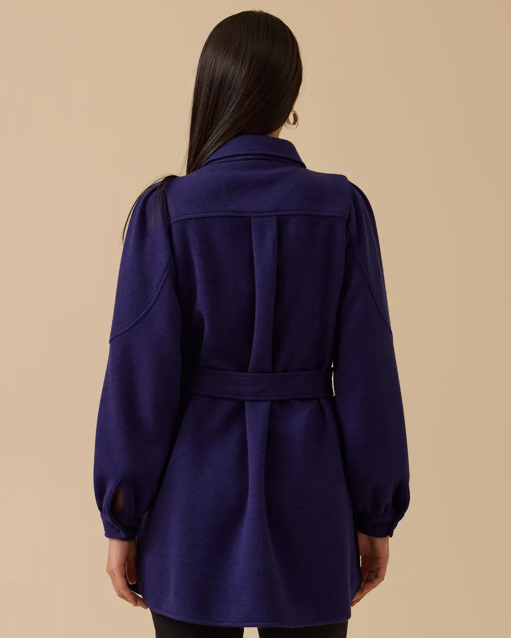 Düğmeli Cep Detaylı Kuşaklı Kap