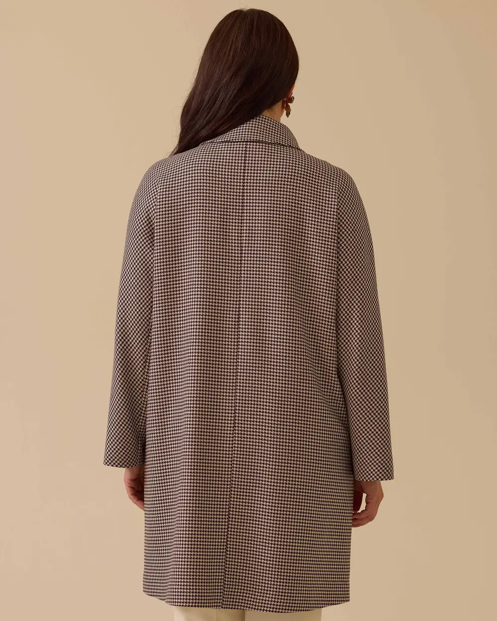 Büyük Beden Düğmeli Ekose Desenli Kap