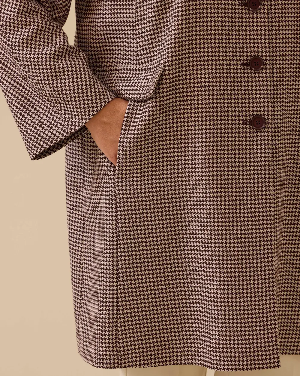 Büyük Beden Düğmeli Ekose Desenli Kap