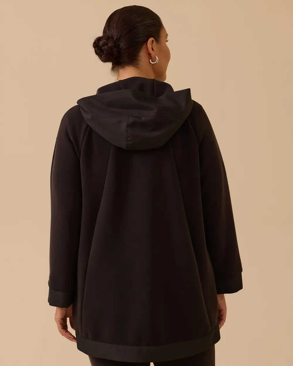 Büyük Beden Kapüşonlu Fermuarlı Kap