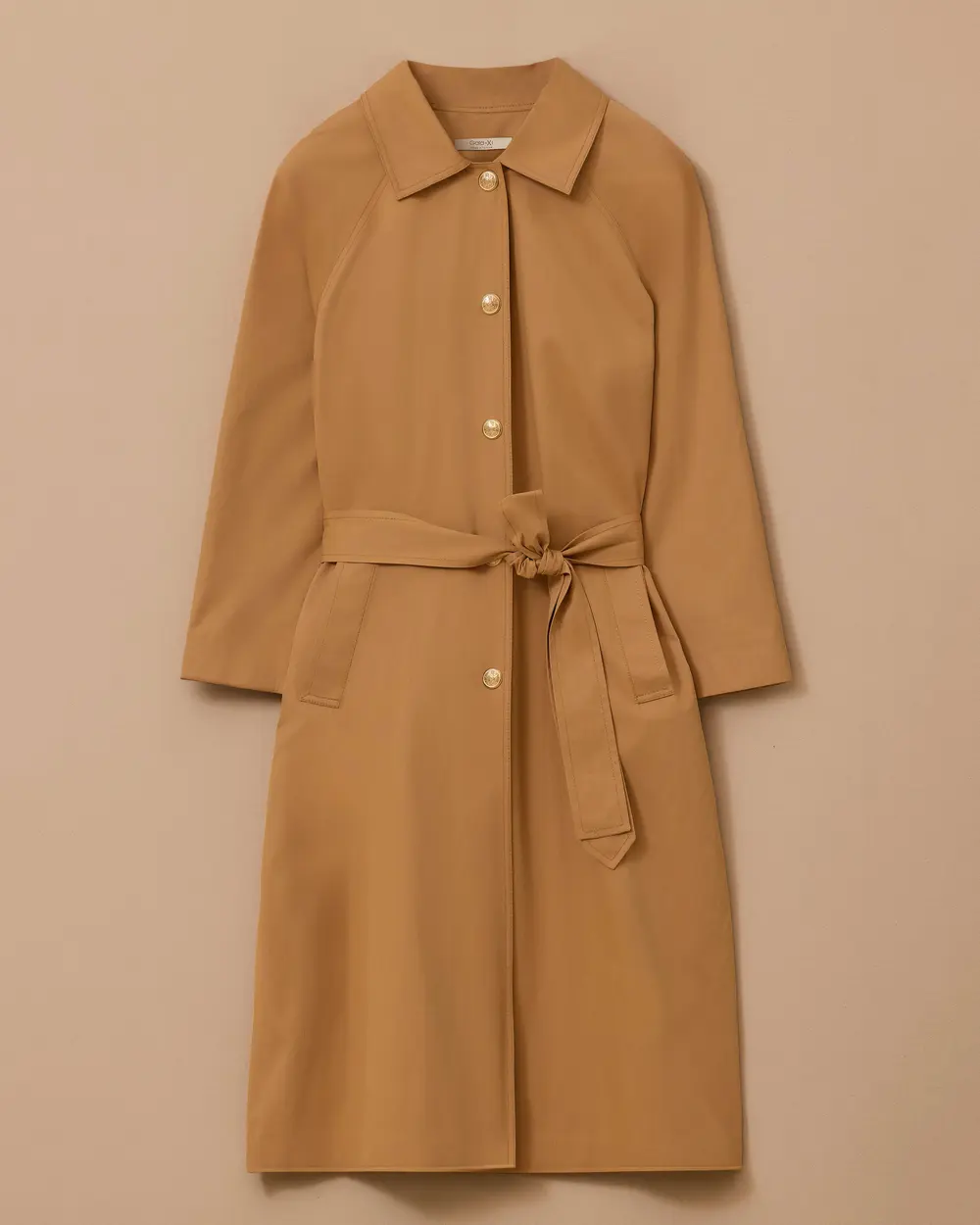 Büyük Beden Kuşaklı Düğmeli Pardesü