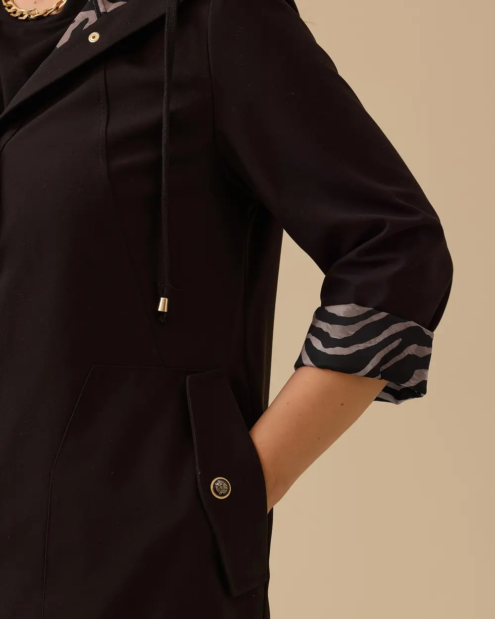 Büyük Beden Astarlı Cepli Pardesü